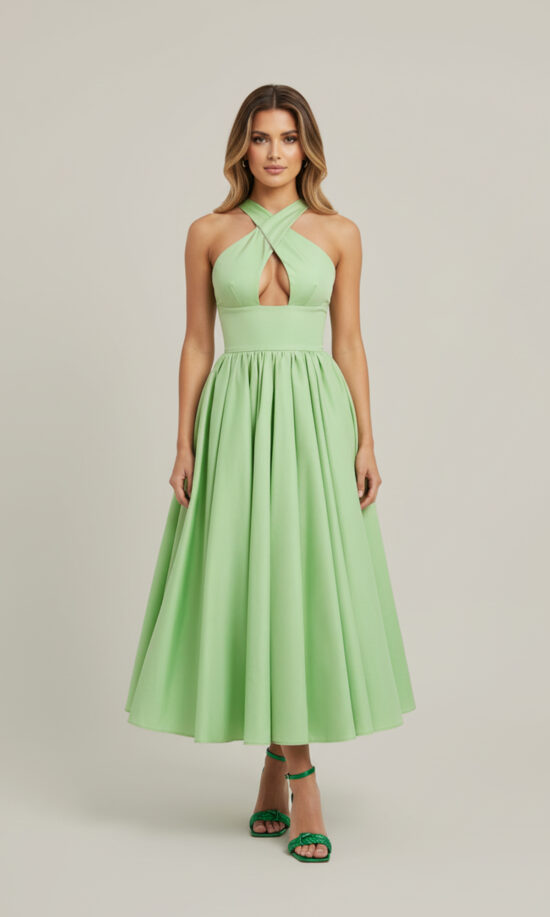 Cross-Halter Tea Dress
