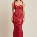 Lace Corset Mermaid Gown — Scarlet Red